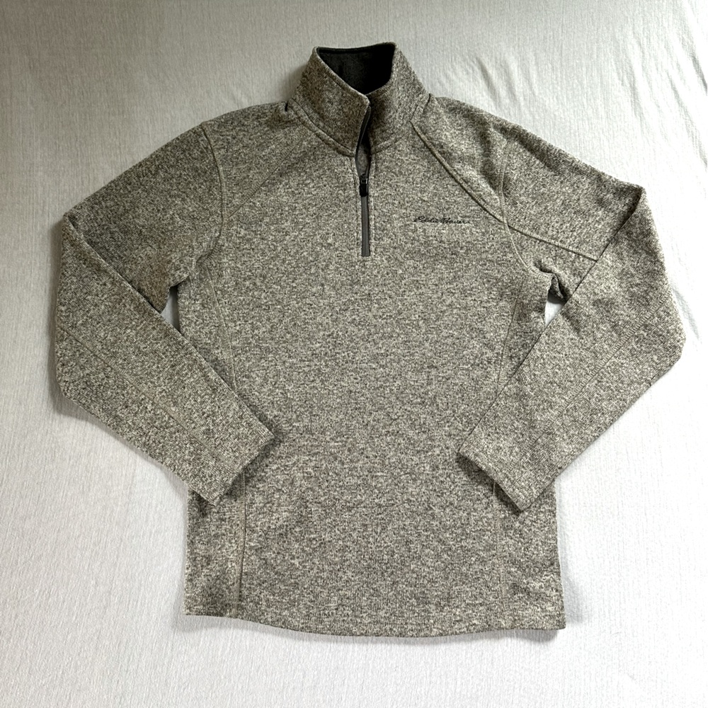 Men’s Eddie Bauer 1/4 Zip Heavy Sweatshirt Grey Heathered size Small